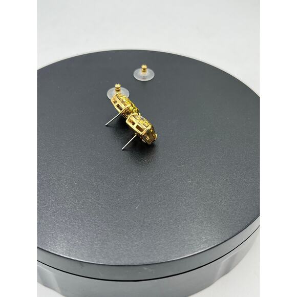 KATE SPADE New York Gold Glitter Crystal Small Square Prong Set Stud Earrings - Picture 4 of 7